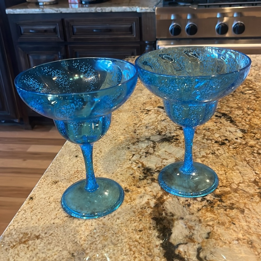 Fun Party Blue Long Stem Hard Plastic Glasses
